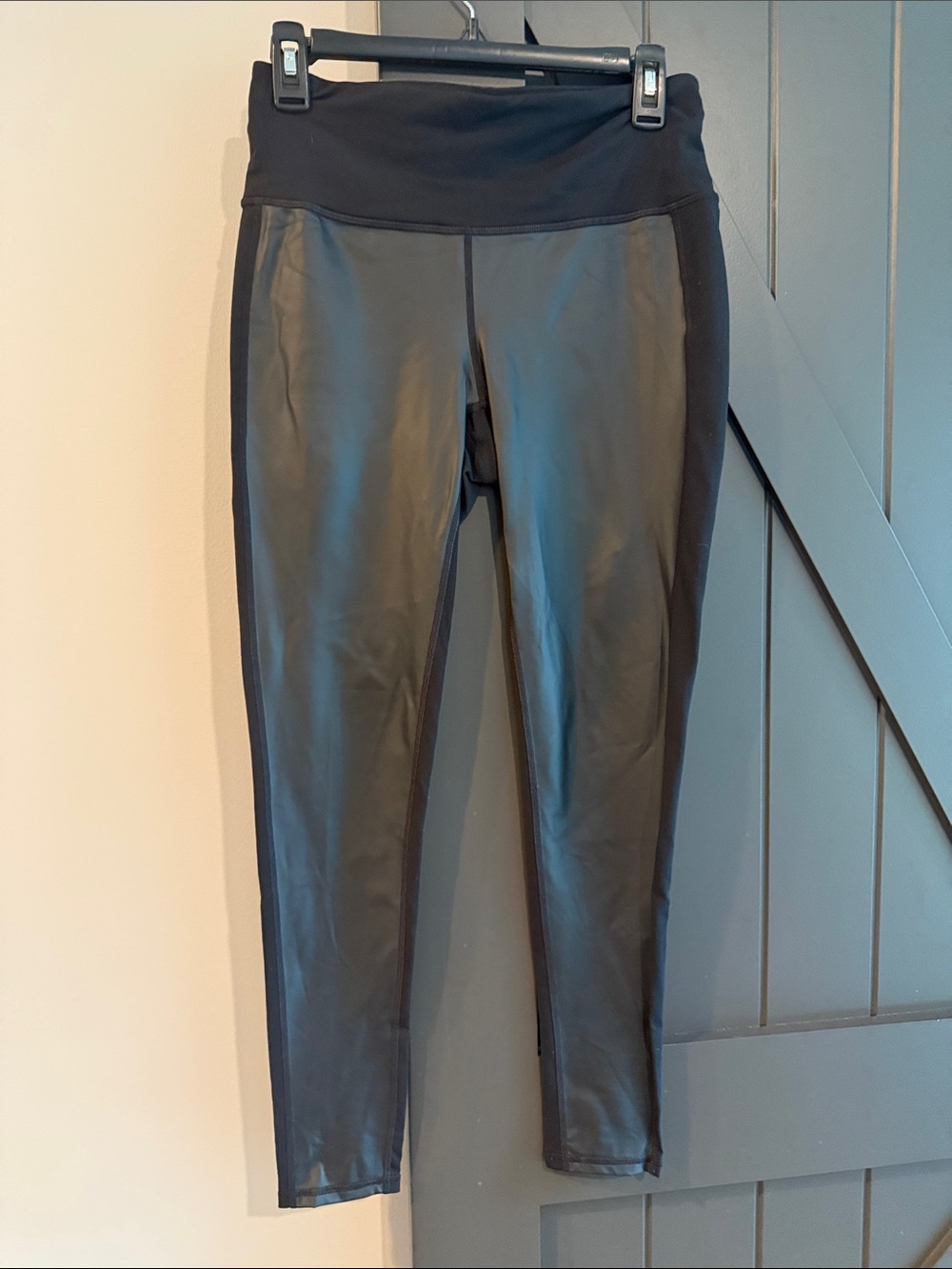 Athleta High-Waist Black, front panel leather Active Leggings